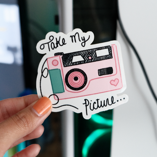 pink camera sticker